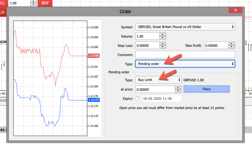 Pending order - MT4 forex trading